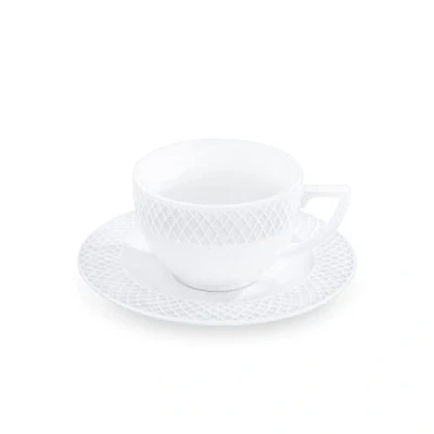 Immagine di Wilmax tazze con piattini set da 6 240 ml caffè in porcellana bianco di stoviglie per persone caffè, tè, dessert servizio e tè