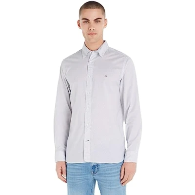 Immagine di Tommy Hilfiger CORE FLEX MINI GEO Camicia, Uomo, Taglia: XS, White / carbon navy