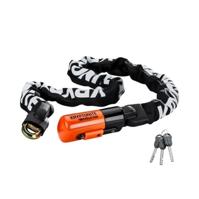 Immagine di Kryptonite Evolution 1012 Catena Integrata Antifurto Bici Livello di Sicurezza 8/10 Compatta, Solida e Sicuro per Tutte le Biciclette Cargo Lunghezza 120 cm