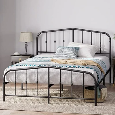 Immagine di Zinus Heidi letto 120x190 cm Struttura 31cm di altezza con contenitore sotto il a piattaforma in metallo testiera e pediera Nero