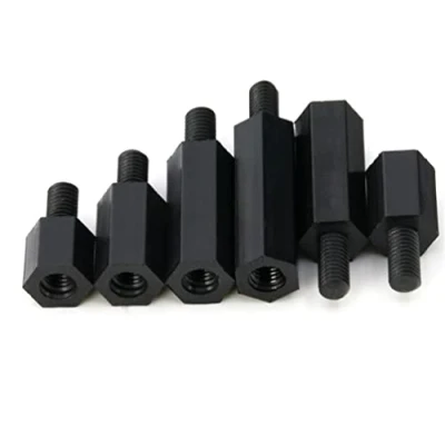 Immagine di CONPHERON Maschio femmina Distanziatori Distanziatore Esagonale in Nylon Nero M4*10+6mm,100 pcs