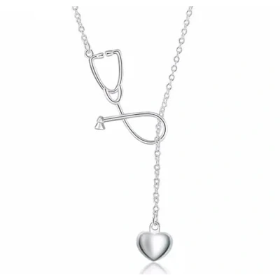 Immagine di Collana con cuore stetoscopio, più coraggiosa di quanto credi, forte sembri, intelligente pensi, Zinco