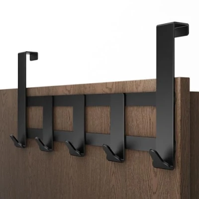 Immagine di Menz appendiabiti da porta, 5 ganci, colore nero, appendere, estremamente resistente, porta di alta qualità gancio per appendere