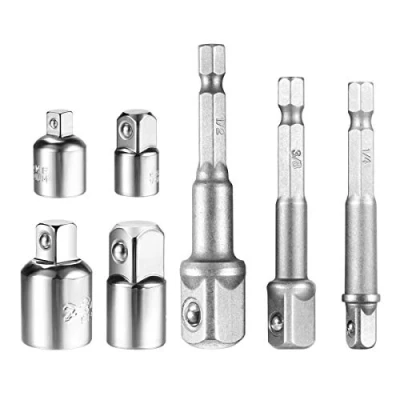 Immagine di Newder Inserto Per Avvitatore, 4 Pezzi Socket Ratchet Converter Riduttori Adattatori Tool Set+ 3 Punta Trapano, Con Codolo Esagonale, Adattatore, 1/4&quot; 3/8&quot; 1/2&quot;