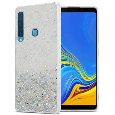 Immagine di Cadorabo Custodia compatibile con Samsung Galaxy A9 2018 in Trasparente glitter Coperchio protettivo silicone TPU flessibile scintillanti