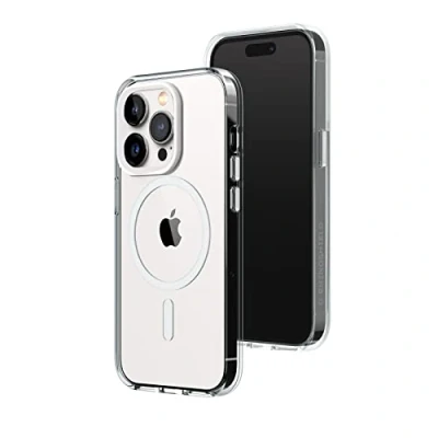 Immagine di RhinoShield Clear Case Compatible with Magsafe for [iPhone 14 Pro] Superior magnetic, Advanced Yellowing Resistance, Crystal Clear, Protective and Customizable Phone White Camera Ring
