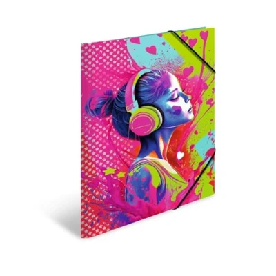 Immagine di HERMA Music Girl 19577 Cartellina ad angolo per bambini, formato A3, in cartone, con stampa interna ed elastico, cartone robusto, ragazzi e ragazze, 3 pezzi