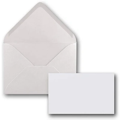 Immagine di Biglietti singoli con busta, DIN A8, 7,1 x 4,5 cm, buste formato C8, 7,6 5,2 chiusura da inumidire 25 Set 22 bianco naturale.
