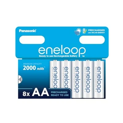 Immagine di eneloop, batterie ricaricabili AA/Mignon, confezione da 8, capacità di min. 2000 mAh, Ni MH, pronte all&#039;uso, fino a volte, senza plastica, standard, bianche