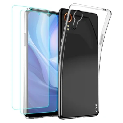 Immagine di J&amp;D Compatibile per Samsung Galaxy Xcover 7 Custodia, Clear Anti Giallo Ultra Magro Caso con (2 Pacchi) Proteggi Schermo, Custodia Silicone TPU Paraurti 7, Trasparente