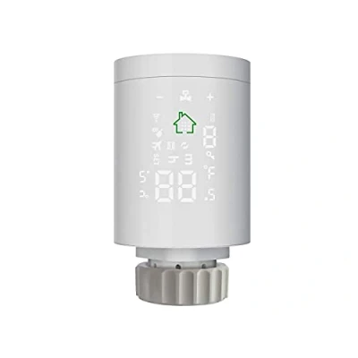 Immagine di Termostato Attuatore Zigbee Per Radiatore Valvola Termosifone, Display LCD Sul Corpo, Alimentato Con Pile AA, Compatibile Amazon Alexa e Google Home