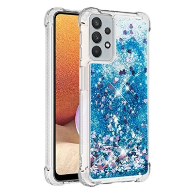 Immagine di KBIKO zxl Compatibili con Cover per Samsung Galaxy A32 5G, Custodia in Liquido Quicksand Brillantini, Trasparente Silicone Morbido TPU Antiurto Case 5G.Blue YBL