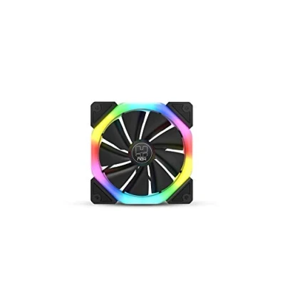 Immagine di NOX XTREME PRODUCTS SFAN NX Ventola PC 120 mm, doppio anello LED ARGB arcobaleno, cuscinetti in gomma antivibranti, grande flusso d&#039;aria, 3 pin, nero