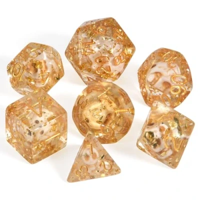 Immagine di FLASHOWL Skull Dice Set Horror D&amp;D with and Gold Foil Inside 7 Pieces DND D20, D12, D10, D8, D6, D4 Polyhedral Role Play