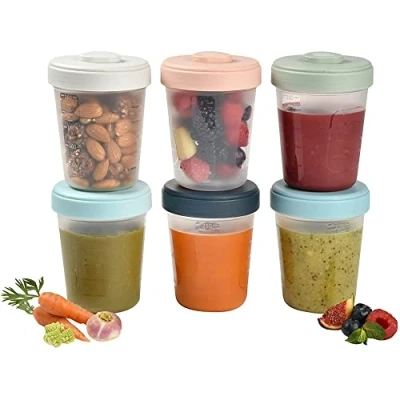 Immagine di BÉABA, Set di 6 Contenitori per la Pappa Svezzamento Bebè in Silicone, Clip, Vasetti Impilabili, 100% Ermetici, Freezer, Latte Materno, x 250 ml