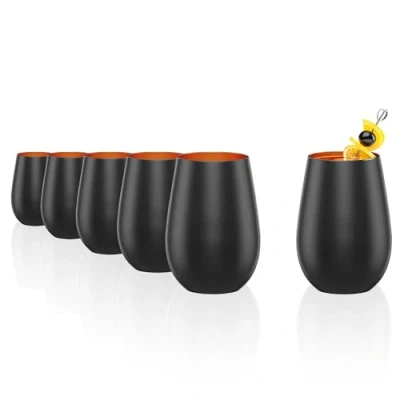 Immagine di Stölzle Lausitz bicchieri 465 ml I Set da 6 lavabili in lavastoviglie infragibili universali per acqua, succhi, whisky nero bronzo