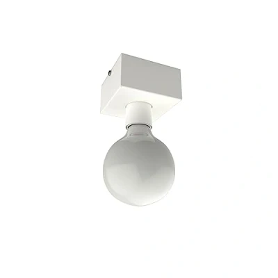 Immagine di L+ Plafoniera led soffitto, in metallo, forma cubo, lunghezza 10cm, attacco per lampadina E27, colore bianco