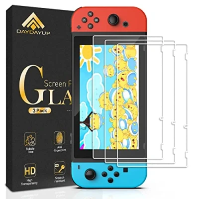 Immagine di daydayup Vetro temperato per Nintendo Switch [3 Pezzi] Pellicola salvaschermo Bubble Free, HD, Anti Crack, durezza 9H, Resistente ai Graffi, Facile da installare
