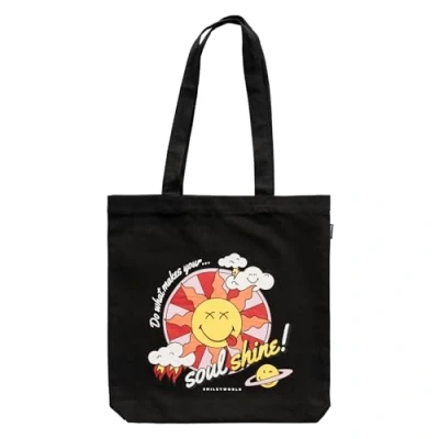 Immagine di Grupo Erik: Tote Bag Smiley Quirky Comics Borsa Smiley, Shopper personalizzata 37 x 39 cm, riutilizzabile in cotone, Smile, Smile Gadget