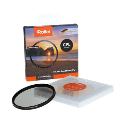 Immagine di Rollei Extremium Round Filter CPL 55 mm (1 Stop) Filtro Polarizzatore con Anello in Titanio, Vetro Gorilla Rivestimento Speciale 49