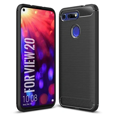 Immagine di SCL Cover per Honor View 20, Effetto Spazzolato in Fibra di Carbonio, Anti Impronta, Resistente all&#039;Usura e ai Graffi，Paraurti collisione Nero