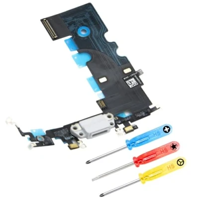 Immagine di MMOBIEL Connettore Dock Compatibile con iPhone 8 Series Presa di Ricarica Cavo Flessibile Audio Jack/Microfono/Antenna Ricambio Incl. Cacciaviti Bianco