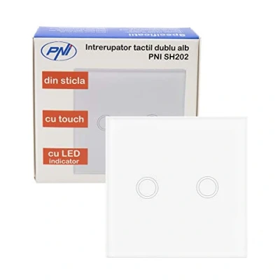 Immagine di Interruttore raddoppia con il tocco Vetro PNI SH202, bianco indicatore LED