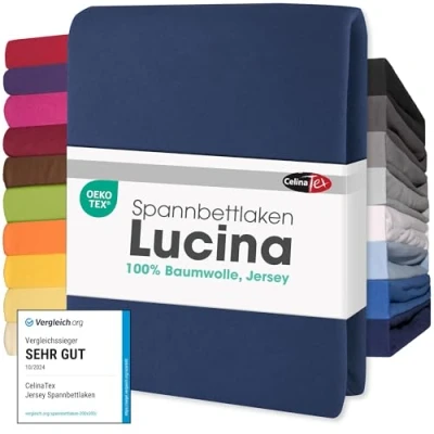 Immagine di CelinaTex Lucina Lenzuolo Elasticizzato Cotone 2er Set 90x200 100x200 cm Blu Scuro