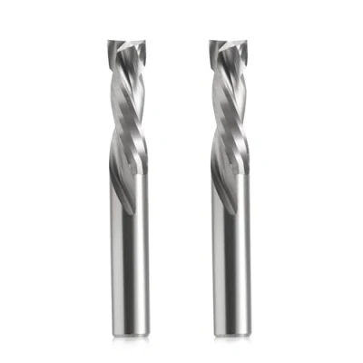 Immagine di EU_HOZLY fresa elicoidale a compressione Up&amp;Down con diametro di taglio 8 mm, gambo lunghezza 25 CNC per intagliare il legno, incisione, 2 pezzi