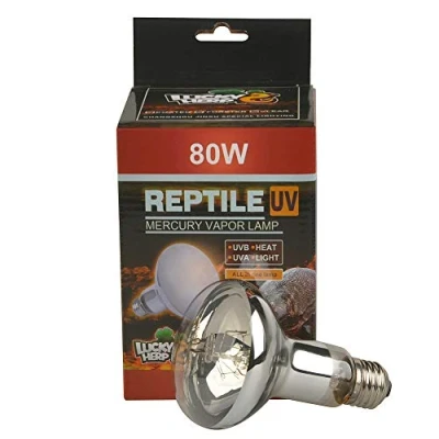 Immagine di Lucky Herp, lampada UVA UVB a vapori di mercurio per rettili, 80 Watt, R80, E27 Filettatura vite
