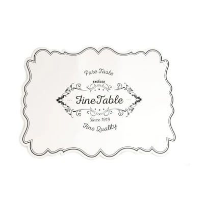 Immagine di Excelsa Fine Quality Set 6 Tovagliette, Polipropilene, Bianco con Decorazioni Nere