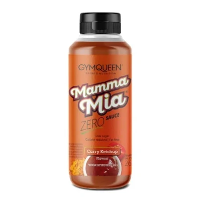 Immagine di GymQueen Mamma Mia Zero Sauce, a basso contenuto calorico, di grassi, senza zuccheri aggiunti, per rifinire piatti o come condimento insalata, vegetariano, Curry Ketchup