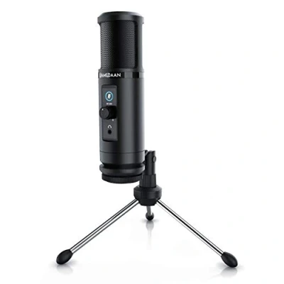 Immagine di microfono a condensatore USB Podcast PC con funzione monitor 192 kHz Supporto 20 Hz Manopola microcomando Monitoring Controllo in tempo reale 7223045658722,