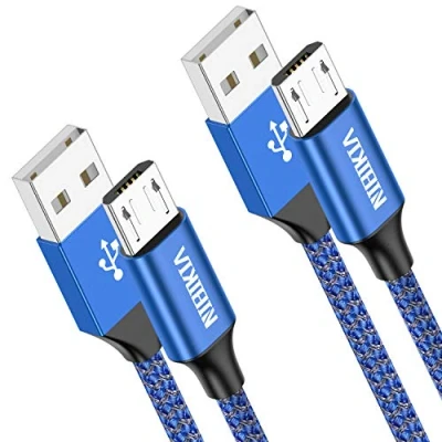 Immagine di Cavo Micro USB [2Pack/0.5M+0.5M] in Nylon per Android di Ricarica Veloce Compatibile con Samsung S7 S6 S5 J7 J5 J3 Note 5 A10, HTC, Huawei, Sony, Nexus, Nokia e Altri