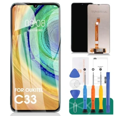 Immagine di Kit di riparazione per display LCD Oukitel C33 C33, sostituzione schermo touch digitizer (nero, senza cornice)
