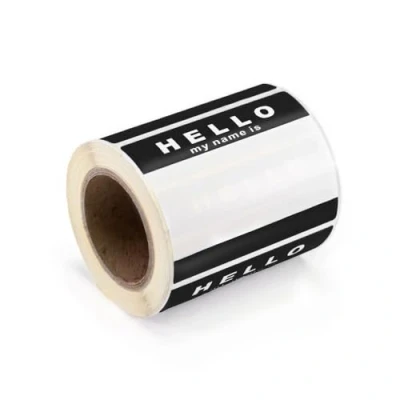 Immagine di Etichette adesive con scritta &quot;Hello My Name is&quot;, 250 pezzi, 8 x 6 cm, colore: bianco e nero