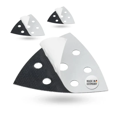 Immagine di 3 pezzi di ricambio DFS per levigatrice a delta, 93 x mm, 6 fori, set da pezzi, triangolo autoadesivo carta vetrata triangolare