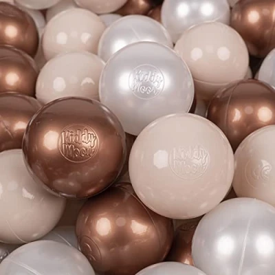 Immagine di KiddyMoon 100 Palline/7Cm Palline Morbide Colorate Per Piscina Bambini Fatto In EU, Beige Pastello/Rame/Perla