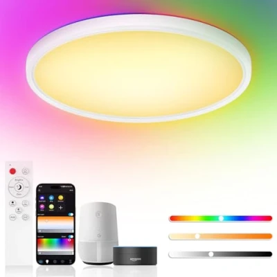 Immagine di Birnetek® Plafoniera LED Soffitto 30W, Lampadario RGB Rotonda 2700K 6500K, Dimmerabile, Compatibile con Alexa, Google Home, Controllo APP, Telecomando, per Camere da letto, Soggiorni, Cucina