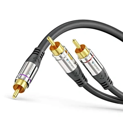 Immagine di Sonero® Premium cavo cinch da 7,50 m, 1x a 2x cinch, audio Y, subwoofer, sistema hi fi, amplificatore, nero