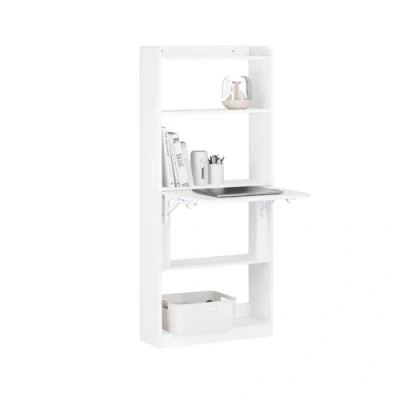 Immagine di SoBuy Scrivania pieghevole Tavolo per computer con ripiani da parete Bianco L64xP58xA145cm FWT92 H W