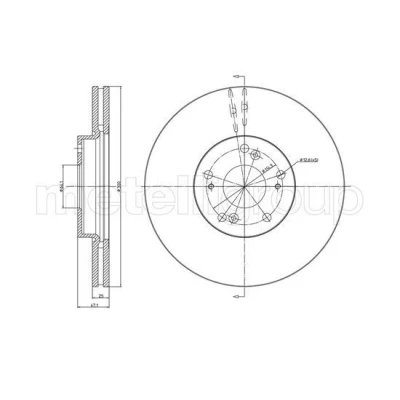 Immagine di METELLI Disco freno HONDA: Accord 7 Limousine 300,0mm 25,0mm 5 64,1mm ventilato verniciato 23 0997C Dischi freno, dei freni