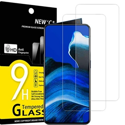 Immagine di NEW&#039;C 2 Pezzi, Vetro Temperato per Oppo Reno 2, 2Z, Pellicola Prottetiva Anti Graffio, Impronte, Senza Bolle, Durezza 9H, 0,33mm Ultra Trasparente, Resistente
