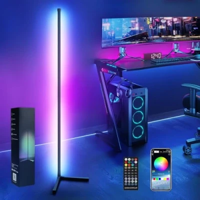 Immagine di Weinsamkeit Lampada da Terra LED, 160cm Piantana RGB Dimmerabile con Telecomando e APP, 16 Milioni Colori, DIY Modalità, LED per Sala Giochi, Soggiorno, Camera letto