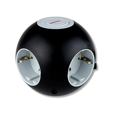 Immagine di REV PowerGlobe, presa a cubo, rotonda, con interruttore, 1,4 m, 3500 W, nero grigio