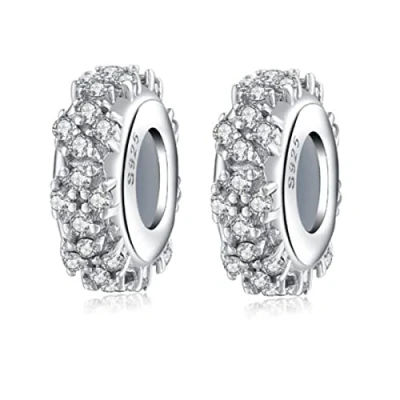 Immagine di charm distanziatore rotondo per braccialetti in argento Sterling 925, a clip Pandora,