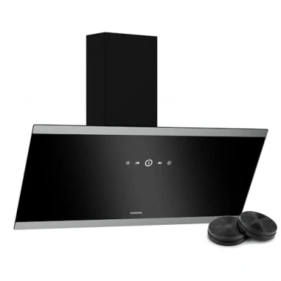 Immagine di KLARSTEIN FlashLine Cappa da Cucina 90cm, Inclinata, Touchscreen, 524 m3/Ora, Efficienza Energetica A++, LED, Silenziosa: 34,5 Db, Nero, Scarico &amp; Ricircolo