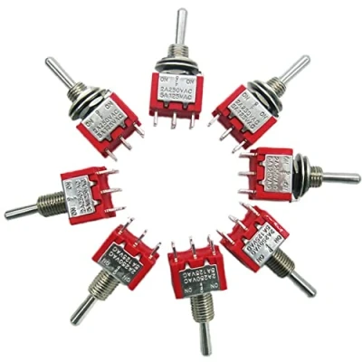 Immagine di mxuteuk 8 pezzi MTS 203 6 Terminale 3 posizioni DPDT Mini interruttore a levetta in miniatura Cruscotto auto ON/OFF/ON 5A 125V 2A 250V