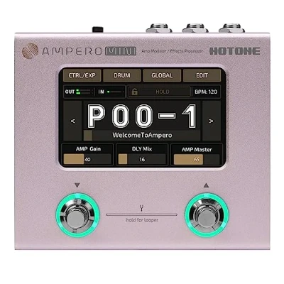 Immagine di Hotone Processore multieffetto per chitarra basso elettrico Touchscreen Modellatore di amplificatori Simulazione cabine IR Interfaccia audio USB Stereo OTG Ampero Mini (Purple Taro)