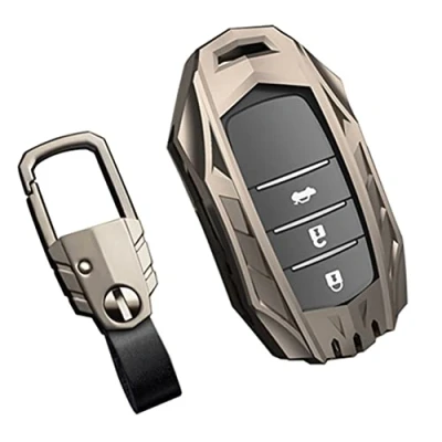 Immagine di Otai Lega di zinco + TPU pelle Cover per Custodie Chiavi Auto Toyota Prius Camry Corolla CHR RAV4 Prado 2016 2021 Telecomando Shell 2 3 Pulsanti (Opaco)